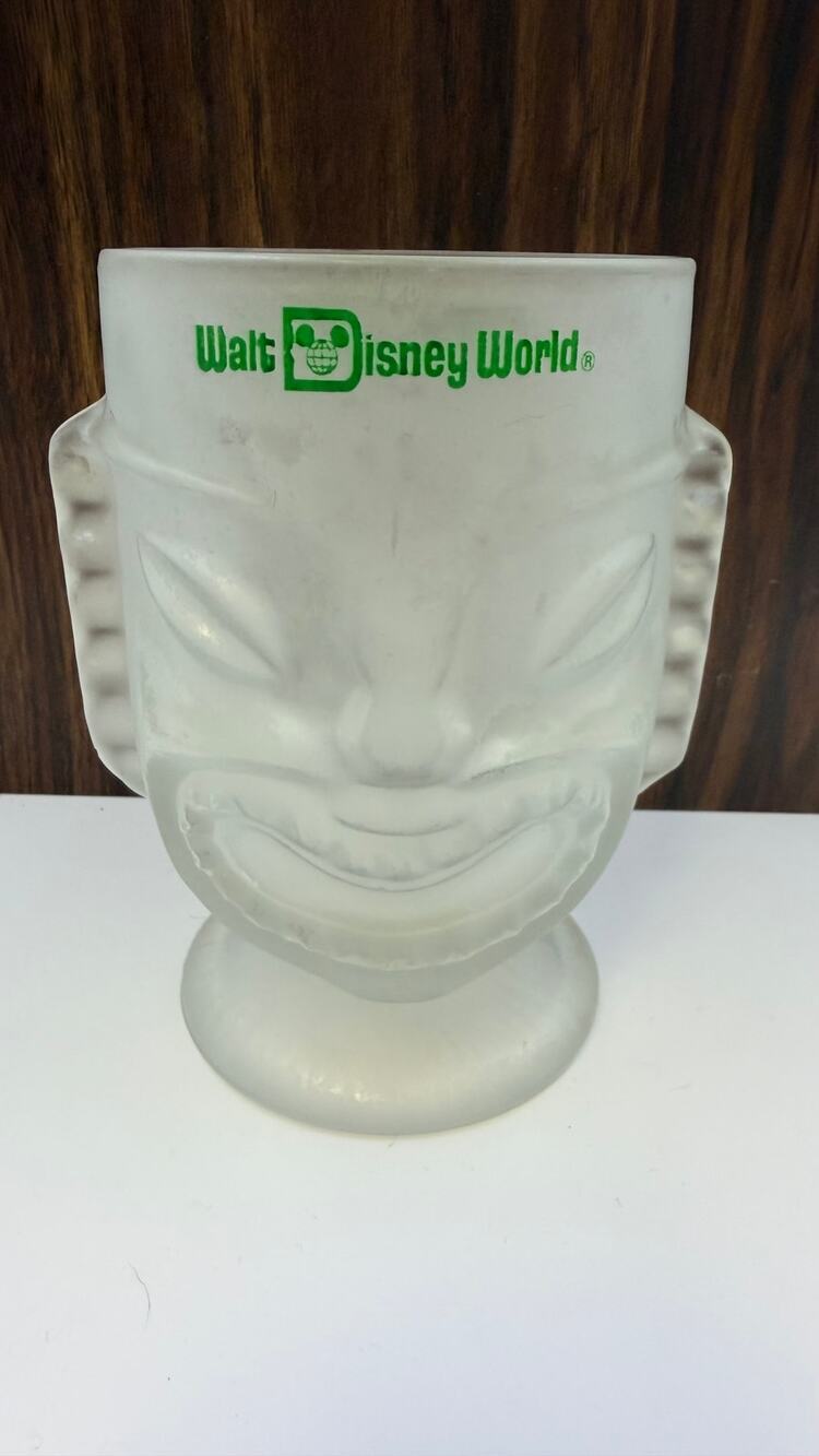 Vintage 1970s Walt Disney World Polynesian Village Frosted Glass Tiki Mug